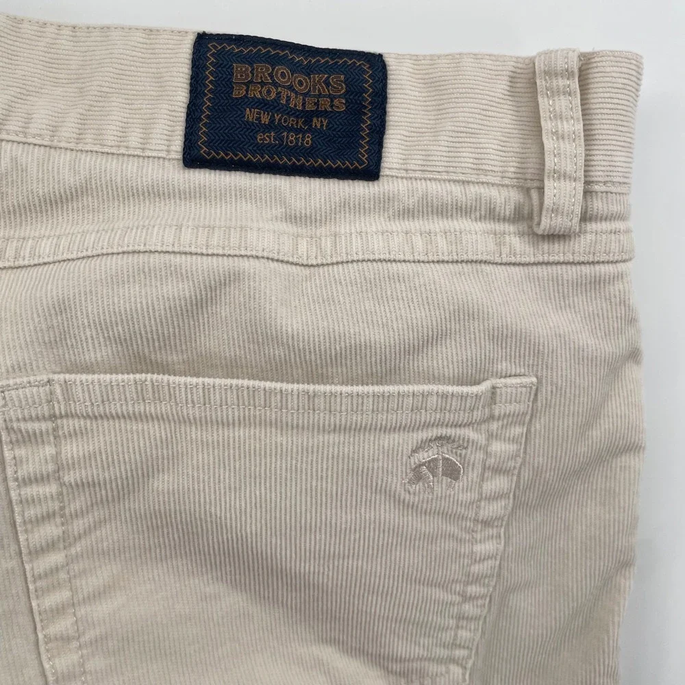 Brooks Brothers Corduroy Pants Mens 40x31 Cream Slim Fit 5-Pocket Trousers